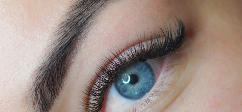 Close-up of classic eyelash extensions, showcasing timeless beauty and elegance